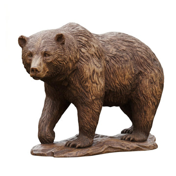 BEERUSTY Hand-Carved Wooden Grizzly Bear Figurine, Rustic Cabin Desk Decor