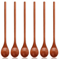6 Pcs Small Wooden Spoons - Long Handle Mini Wooden Mixing Spoons, Handmade Wood Coffee Stirring Honey Spoon, Wood Iced Tea Spoon Non-Stick Kitchen Utensils for Mixing, Tasting & Serving