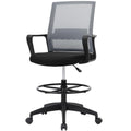 Paylesshere | Drafting Chair | Grey | Tall Office Chair with Adjustable Seat Height & Footrest, Ergonomic Mesh Back, Lumbar Support, 360 Degree