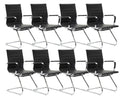 Cimota Waiting Room Chairs Leather Office Guest Chair Mid Back Reception Chairs with Sled Base for Meeting/patient/conference Room, Black Set