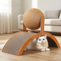 Cat Scratcher Board for Indoor,Bow Shaped Kitten Scratching Board with 360-degree Rotation Ball,Rabbit Scratcher Pad (Cat Scratch Board Set, Small)