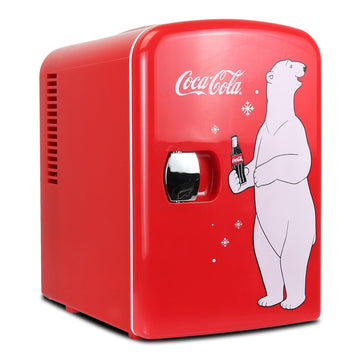 Coca Cola Polar Mini Fridge - 6 Can Refrigerator for Bedroom Office, Portable Table Top Beverage Cooler, 12V 110V Refrigerador For Drinks, Soda, Use In Car, Dorm, Patio