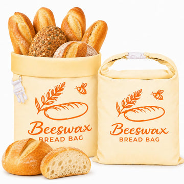 2 Pack Beeswax Bread Bags for Homemade Bread & Sourdough