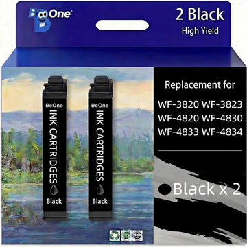 BeOne Remanufactured Replacement for Epson 822XL Ink Cartridges Black | For Epson WF-3820 4820 4830 4833 4834 3823,Compatibility,2 Black,High yield,Latest Upgraded Chips,reliable print quality