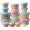 32 PCS Freezer Storage Containers with Lids, 16 Containers & 16 Lids Reusable BPA Free Plastic Soup Jars, Leakproof Salad Dressing Container to Go, Dishwasher & Microwave Safe Small Bowl Set