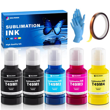 700ML T49M F170 F570 Sublimation Ink Compatible Replacement for Epson Surecolor F170 F570 SC-170 170 570 Sublimation Printer (T49M1 T49M2 T49M3 T49M4 Autofill/ICC-Free/Anti-UV/5-Pcaks)