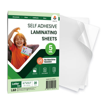 VIOLETTO Self-Adhesive Laminating Sheets, 8.7 x 12.2 in, 5mil, Letter, 20 Pk | 20 self-adhesive cold laminating sheets, 8.7x12.2 in letter size, 5 mil. No machine or heat; peel and stick to protect.