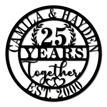 Personalized Anniversary Wedding Gifts,Personalized 25th Anniversary Wedding Gifts for Couple Parent Husband Wife, Custom Anniversary Metal Plaque (together 25th)