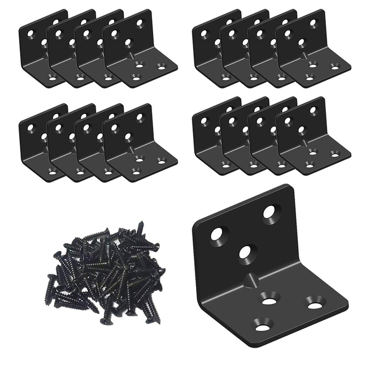 Black Stainless Steel Shelf Bracket,Joint Right Angle Bracket,L Shape Heavy Duty Metal Corner Brace Shelf Supporter for Wood Aufuga (16, 1.5x1.2x1.2)