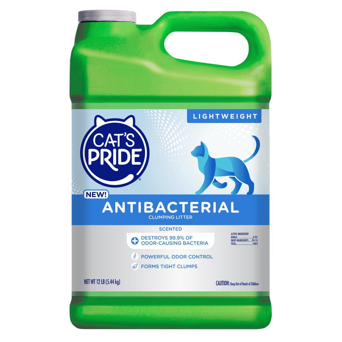 Cat's Pride NEW Antibacterial Cat Litter: Destroys 99.9% of Odor-Causing Bacteria - Powerful Odor Control - Premium Lightweight Clumping Litter - Scented, 12 Pounds