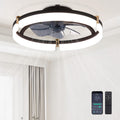 Ceiling Fans with Remote and Lights Fandelier - 20'' Low Profile Flush Mount Modern Black Ceiling Fans for Bedroom - 6 Speeds and Stepless Color Temperature Change