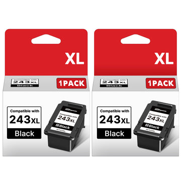 PG-243 Black Ink Cartridge (2-Pack) Replacement for Canon 243 Black Ink for Canon MG2522 Printer Ink Cartridges Pixma MG2520 MG2525 MX492 MX490 TR4520 TR4522 TS302 TS202 TS3320 TS3322 TR4522 TR4520