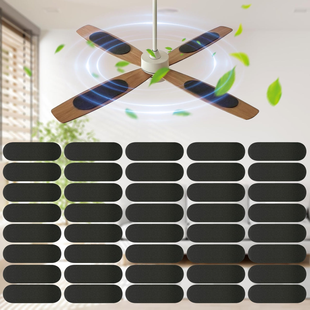 Depuley 35-Inch Ceiling Fans with Lights: Indoor/Outdoor Flush Mount Ceiling Fan with Remote Control - Black 5 Blade Low Profile Fandelier for Kitchen Gazebo - Reversible Quiet Timer - 2 Packs