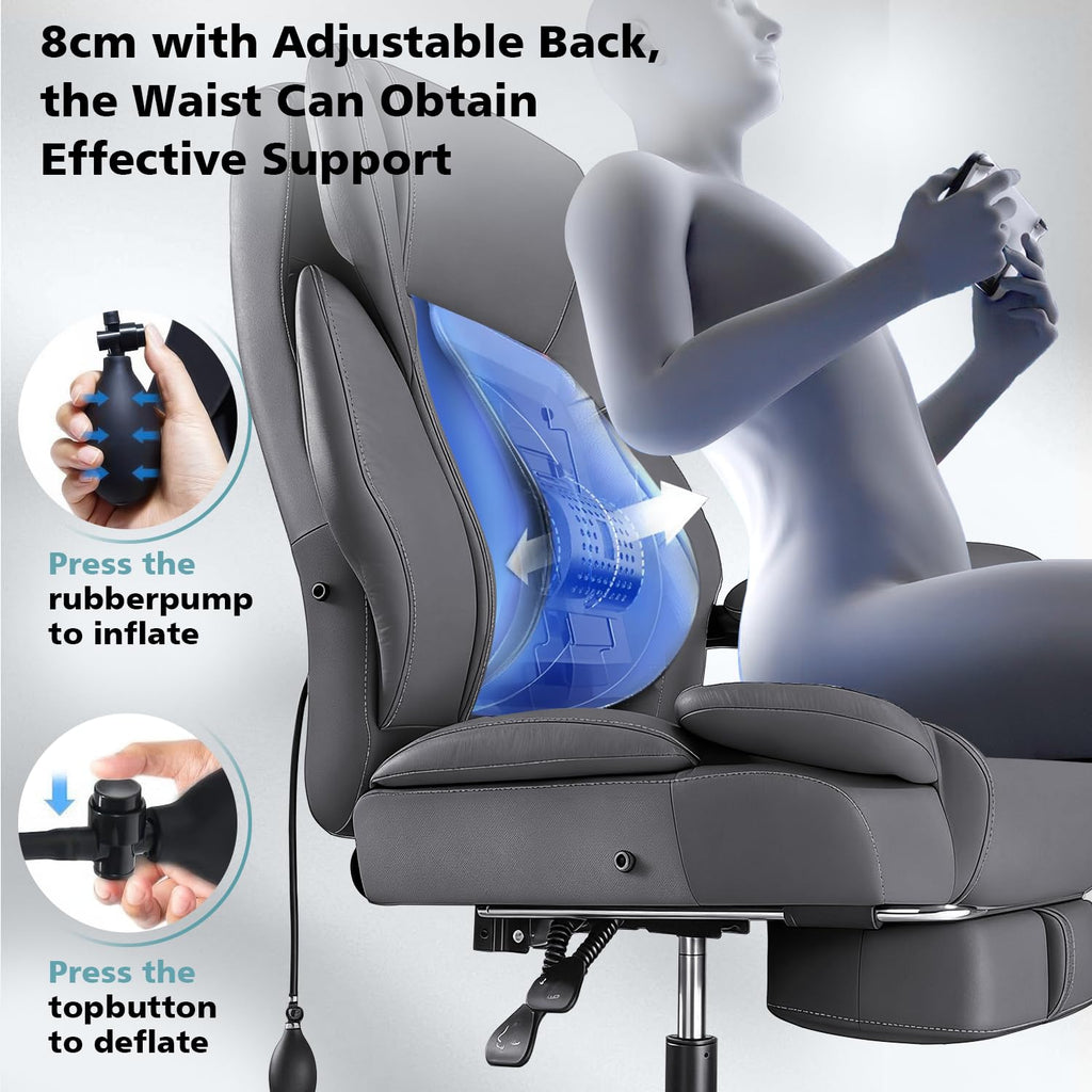 Wailor 600lbs Big and Tall Office Chair for Heavy People,heavy Duty Comfy Executive Office Desk Chair with Adjustable Lumbar Support,high Back