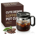 Unique Coffee Pot Mug 16oz with Lid, Glass Coffee Cup Gift for Coffee Lovers, Cute Pour Over Style Mug for Home & Office, Birthday & Holiday Gift