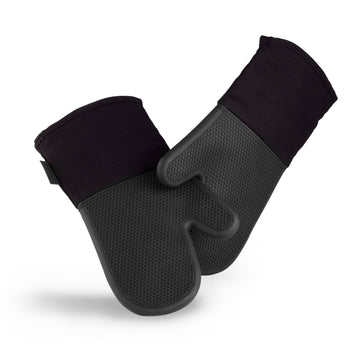 HexClad Black Set of 2 Silicone Oven Mitts, Heat Resistant to 500ºF