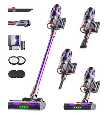 90Mins Cordless Vacuum Cleaner,Upgraded 650W 55KPA Cordless Stick Vacuum with Smart Display,1.8L Cup,V-Shaped Anti-Tangle Brush,Wall Mount Charging,Self-Standing Vacuum Cleaners for Home,Floor,Carpet