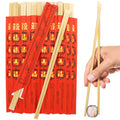 9 inch 50 pcs Red Paper Wrapped with FU-LU-SHOU-XI Disposable Bamboo Chopsticks Perfect for Wedding, Private & Public Dining and Etc (50)