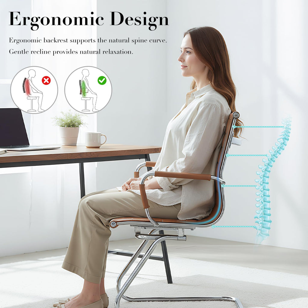 Cimota Waiting Room Chairs Set of 6 Leather Office Guest Chair Mid Back Reception Chairs with Sled Base for Meeting/patient/conference Room,