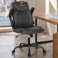 Wkfvvg Home Office Desk Chair, Adjustable Height Leather Office Chair, Grey, Mid-back
