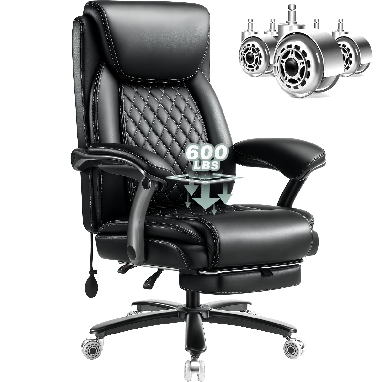 Indulgear 600lbs Large Heavy Duty Office Chair with Foot Rest,reclining Big and Tall Office Chair with Pocket Spring Cushion, Comfy High Back