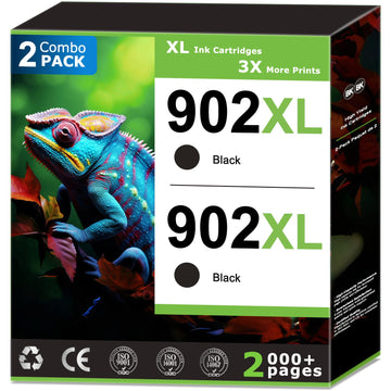 902XL Black Ink Cartridges Compatible With HP 902 Black Ink (2 Pack) Compatible with HP OfficeJet Pro 6968 6978 6950 6958 6979 6962 6956 6960 6970 6975 Printer High Yield Updated with V19.8.1 Chip