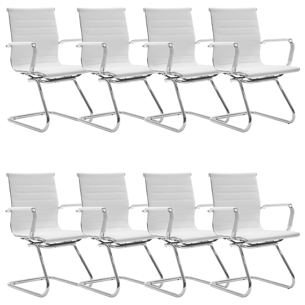 Dm Furniture Conference Room Chairs Set of 8, Waiting Room Chairs with Arms, Faux Leather Reception Chairs No Wheels, Office Guest Chairs with
