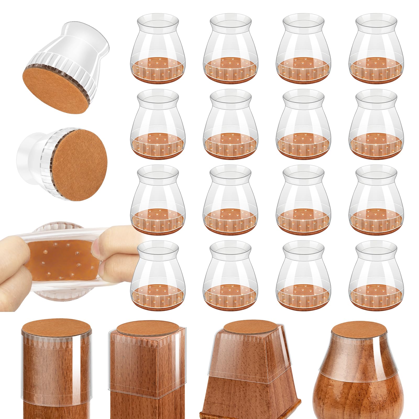 Chair Leg Floor Protectors, 24 Pack Silicone Furniture Pads for Hardwood Floors, Anti-Scratch Furniture Sliders Felt Pads, Noise-Reducing Chair Feet Covers, Table Legs Fit Sizes to(1.3" to 1.97")