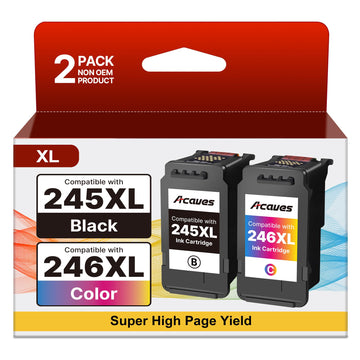 246XL 245XL Ink Cartridge Replacement for Canon 245XL 246XL Combo Pack Compatible for Canon Ink 245 and 246 Work for Pixma TS202 TS3122 TR4520 TR4522 iP2820 MX490 MX492 MG2522 MG2420 MG2920, 2 Pack