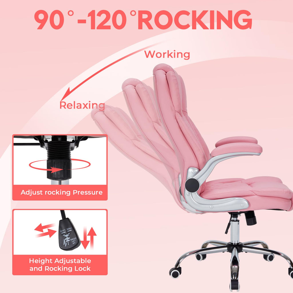 400lbs Executive Office Chair with Flip-up Armrests, Big and Tall Computer Chair for Heavy People, Heavy Duty Ergonomic Comfy Chair, Breathable