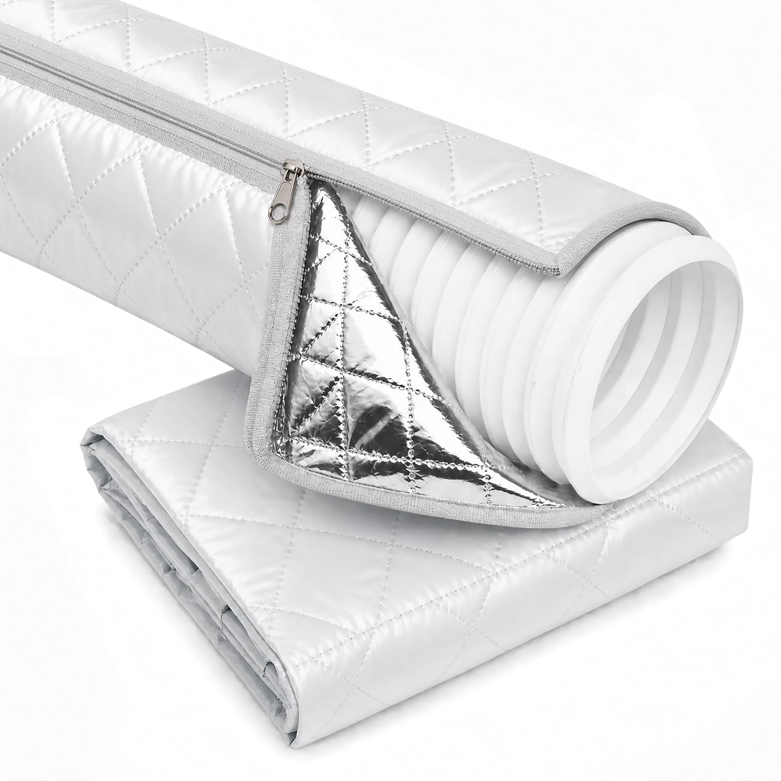 TECXERLLON Portable Air Conditioner Hose Cover Wrap with Zipper, Insulated AC Exhaust Hose Sleeve, Silver-Coated Interior Helps Block Heat, Easy to Install, Fits 5.9" Exhaust Hoses, Light Gray
