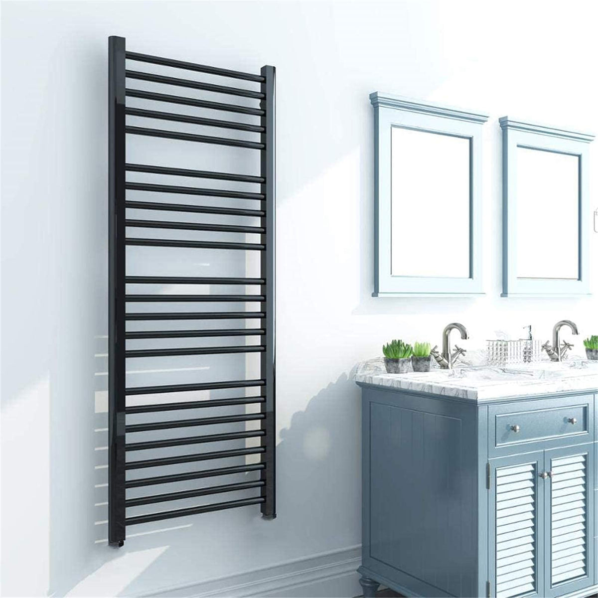 LUNEZY Heated Towel Rail Rails Towel Warmer,Heated Towel Rack, Electric Towel Warmer Wall-Mounted Plug-in Energy Saving Bath Towel Heater Home Bathroom Accessories, Matte Black (Color : P