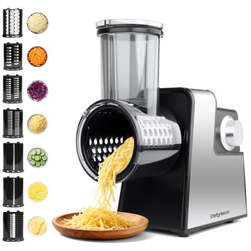 Electric Cheese Grater 7 in 1,Stainless Steel Salad Shooter,Slicer Shredder