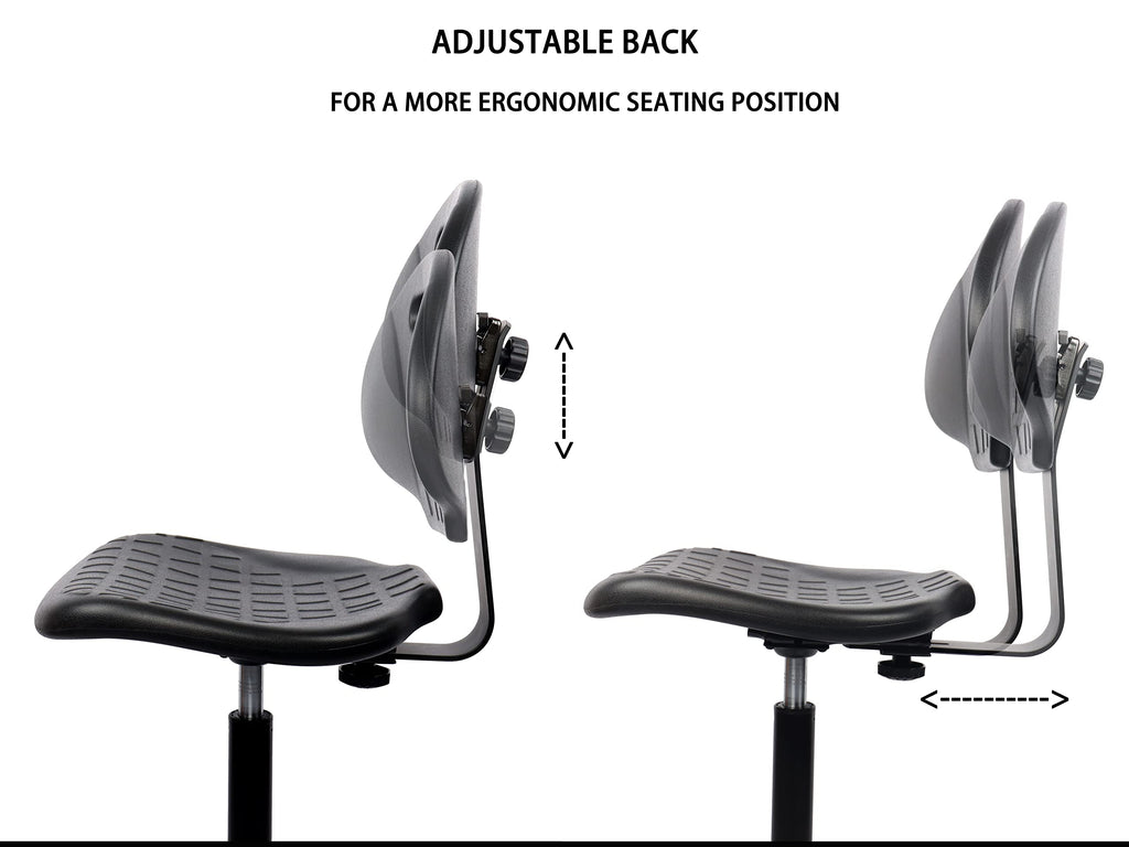 Chair Master-heavy Duty Ergonomic Drafting Stool Black-easy to Clean-largest (20") Adj. Footring and Base (26") on the Market. Seat Ht Range
