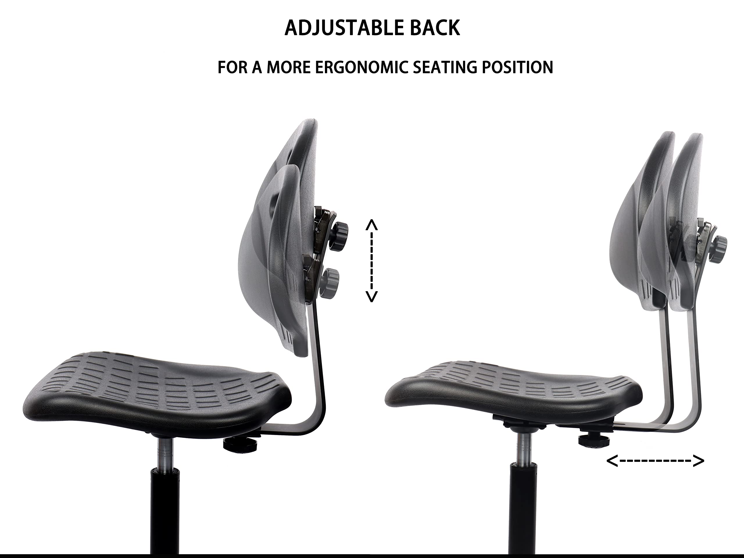Chair Master-heavy Duty Ergonomic Drafting Stool Black-easy to Clean-largest (20") Adj. Footring and Base (26") on the Market. Seat Ht Range