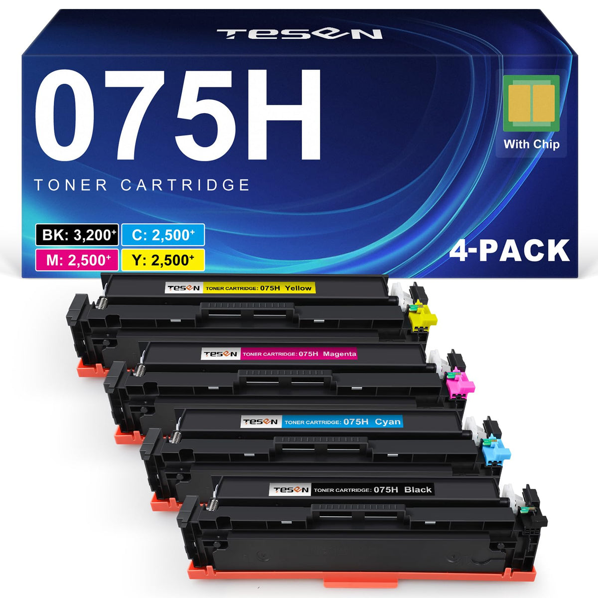 075H 075 Toner Cartridge Set MF665CDW LBP646Cdw Compatible Replacement for canon 075h 075 High Capacity Toner for Color imageCLASS MF662Cdw MF663Cdw MF665Cdw LBP646Cdw LBP647Cdw Series Printer, 4 Pack