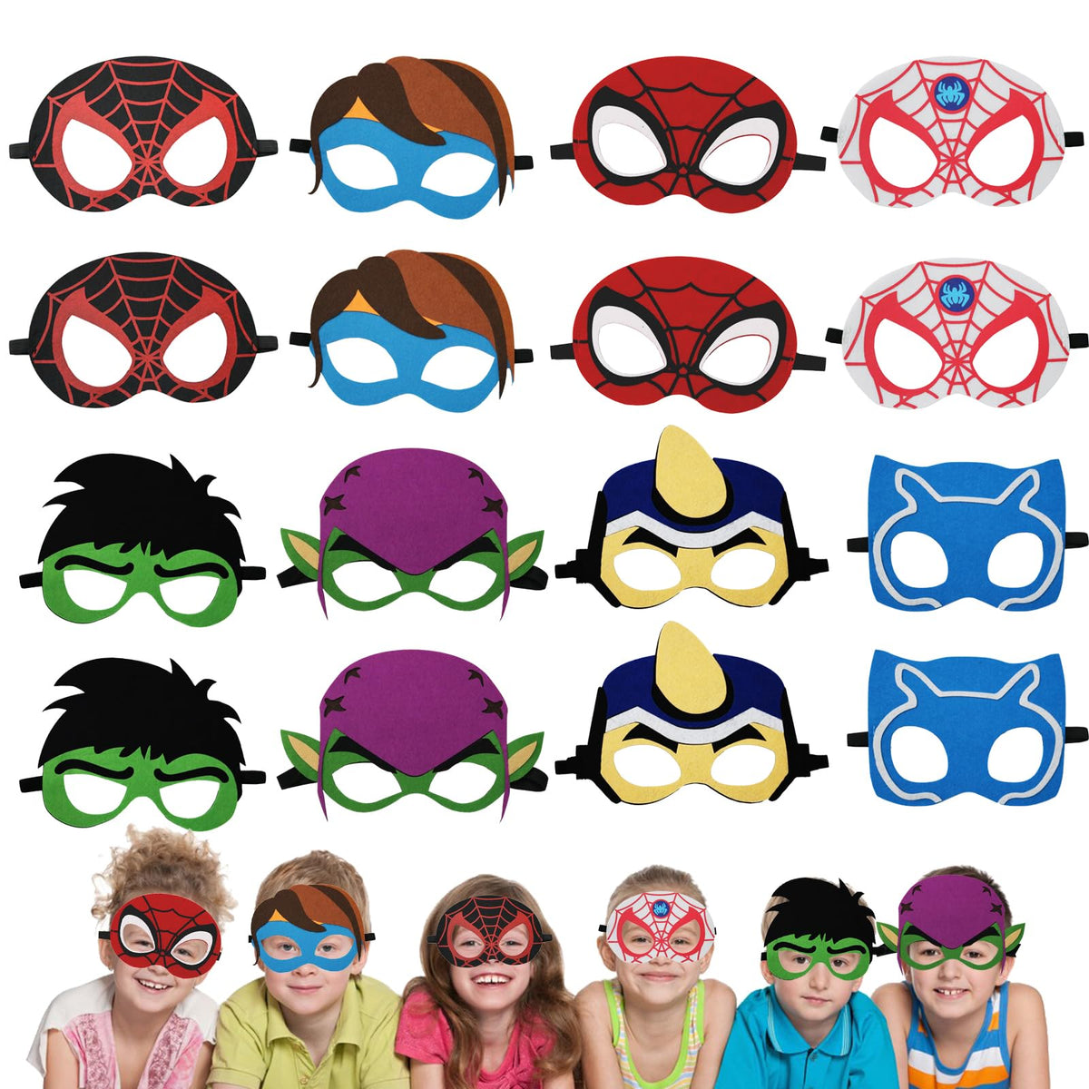 Masks Party Favors for Kids, 16 Packs Supplies for Kids Dress Up Birthday Gift Halloween Cosplay Party Masks Supplies