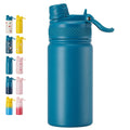 Fijinhom 12 oz Kids Water Bottle, 2-in-1 Stainless Steel Vacuum Insulated Water Bottle for Toddler, Leak Proof Spout & Straw, Double Wall Thermal Flask for Boys&Girls, School, Outdoor, Travel (Blue)