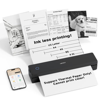 HPRT MT620 Portable Printer Wireless for Travel, Inkless Thermal Printer for iOS/Andorid/Laptop, Supports Thermal Paper & Labels,Supports 8.5"x 11"US Letter & A4, A5 for Office/Home/School/Vehicles