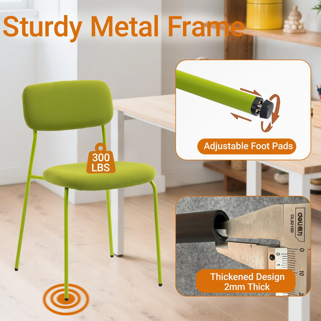 Sidanli Stackable Waiting Room Chairs, Armless Dining Chairs Without Wheels Set of 4 with Comfotable Cushion for Reception Break Room Lobby,