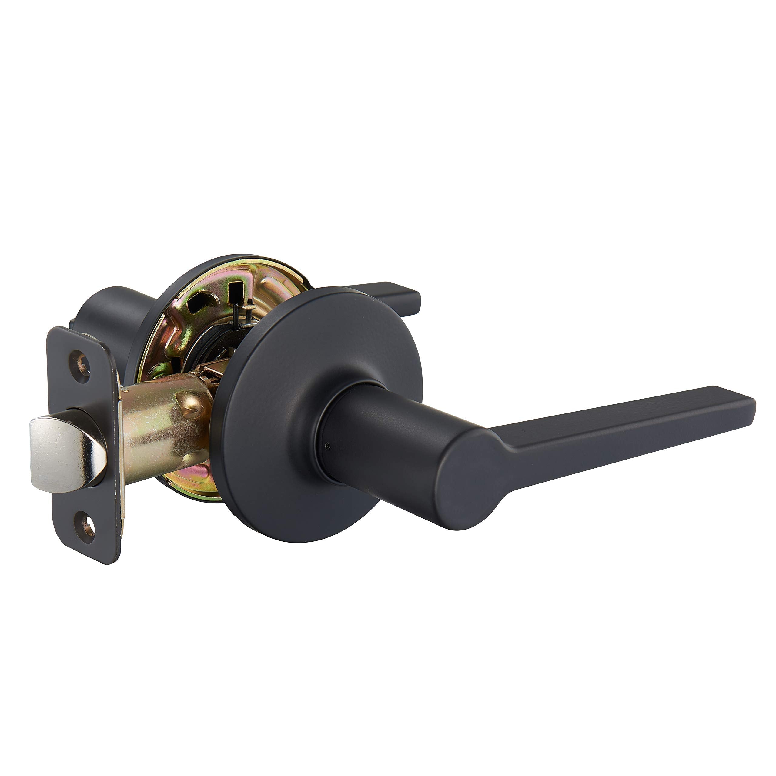 Fanci Basics Manchester Passage Lever Door Handle - Keyless, Reversible, Fits 1-3/8" to 1-3/4" Doors, Adjustable Latch, Matte Black, 1-Pack