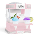 Nostalgia Retro Snow Cone Maker – Countertop 5-qt Shaved Ice Machine – Stainless Steel Blades – Includes 2 Reusable Cups, Ice Scoop, & Sid Shelf – Pink