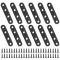 12 PCS 2.99'' x 0.63'' Stainless Straight Flat Brackets, Black Flat Metal Brace Bracket, Support Flat Metal Brace for Wood Furniture, Mending Plate Connector Joining Bracket for Fence,48 Screws