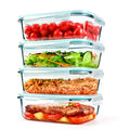 4 Pack 52 oz Large Glass Food Storage Containers with Lids - Glass Meal Prep Containers For Baking, Storing, Airtight Lunch Container, Freezer, Dishwasher, Microwave and Oven Safe, BPA Free
