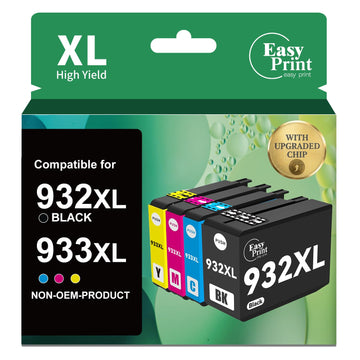Upgraded 932XL 933XL Ink Cartridges Combo Pack, Replacement for HP 932 933 XL Anti-Clogging Ink for OfficeJet 6600 6700 6100 7110 7510 7610 7612 Printer, Home Office