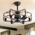 Farmhouse Ceiling Fan with Light, 25'' Rustic Fandelier Ceiling Fan with Remote, Chandelier Fan Lights for Living Dining Room Bedroom, 6-Speed Quiet Reversible Motor, E26 Base