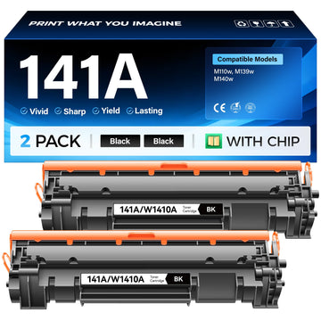 141A Black Toner Cartridge 2-Pack with chip Compatible Replacement for HP 141A 141X W1410A W1410X Toner Works with HP LaserJet MFP M139w M140w M110w M139 M140 M110 Laser Printer M139we M140we M110we