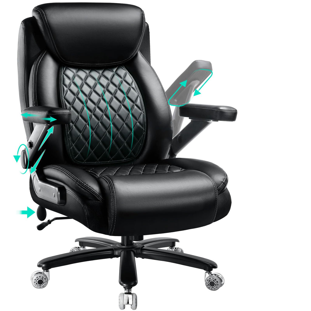 650lbs Large Heavy Duty Office Chair with 5d Flip Arms,comfy Big and Tall Execuitve Office Chair with Pocket Spring Cushion,ergonomic High Back