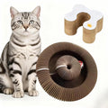 Extensible Cardboard Cat Toy Kitten Scratchering Interactive Foldable Magic Accordion Toys for Indoor Cats Claw Care Kitty Curls Scratcher with Ball Bell