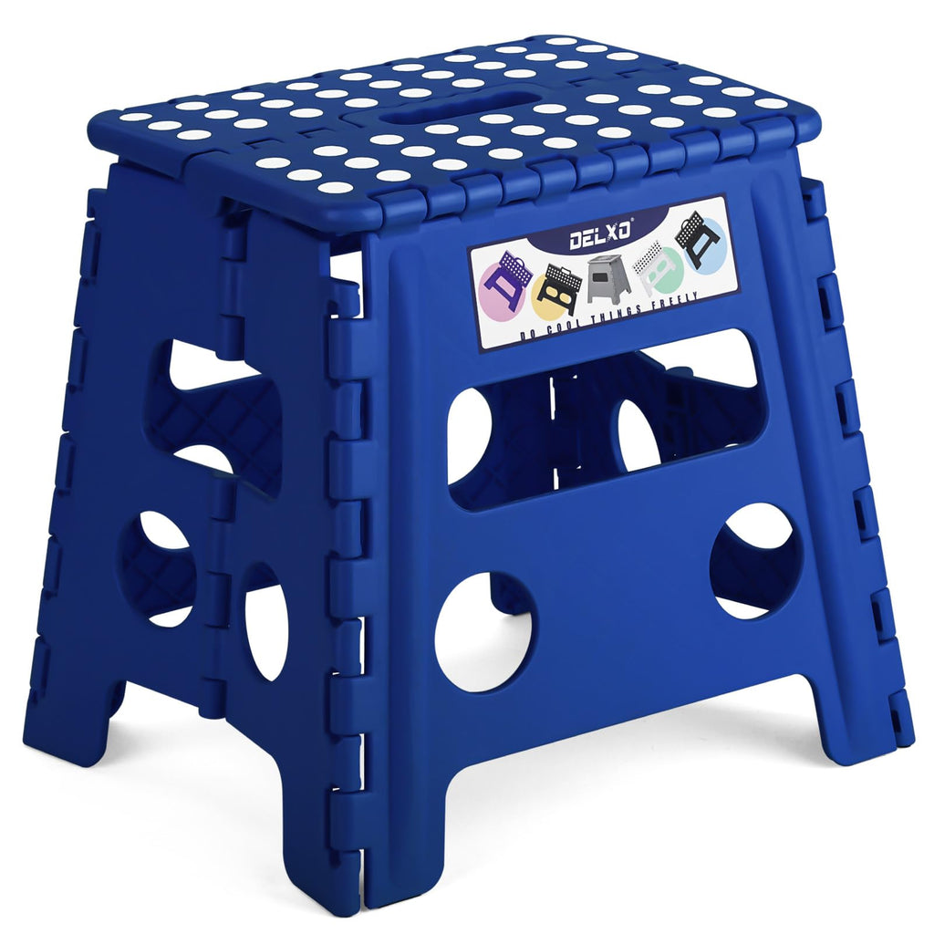 Delxo Folding Step Stool 13 Inch,300 Lbs Step Stool for Adults Blue
